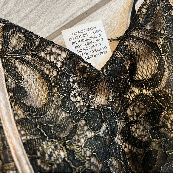 Vintage 90s Masquerade Strapless Black Gold Tiered Tulle Tutu Skirt Dress,Sz 5/6 - Picture 12 of 15